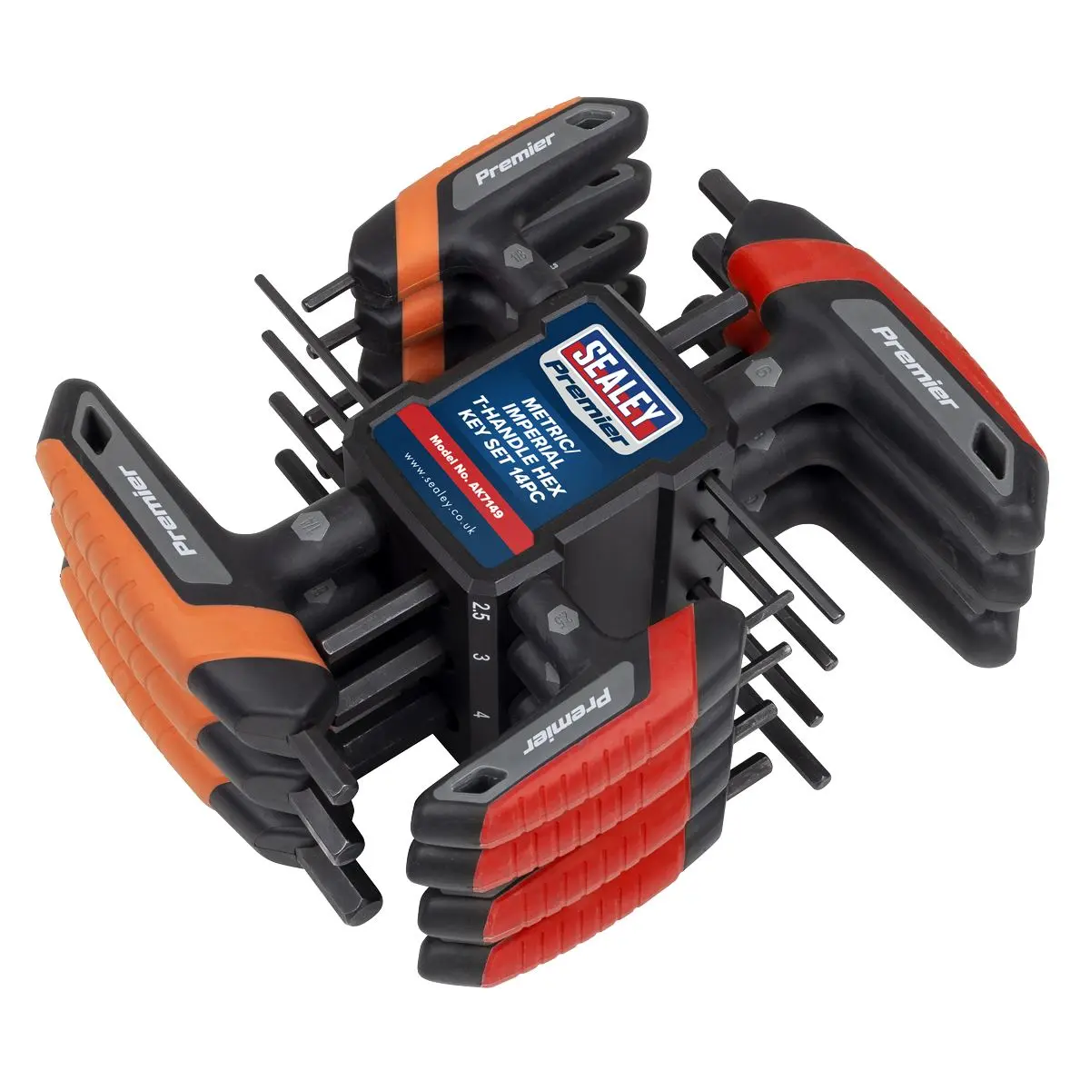 Sealey Premier Metric/Imperial T-Handle Hex Key Set 14pc