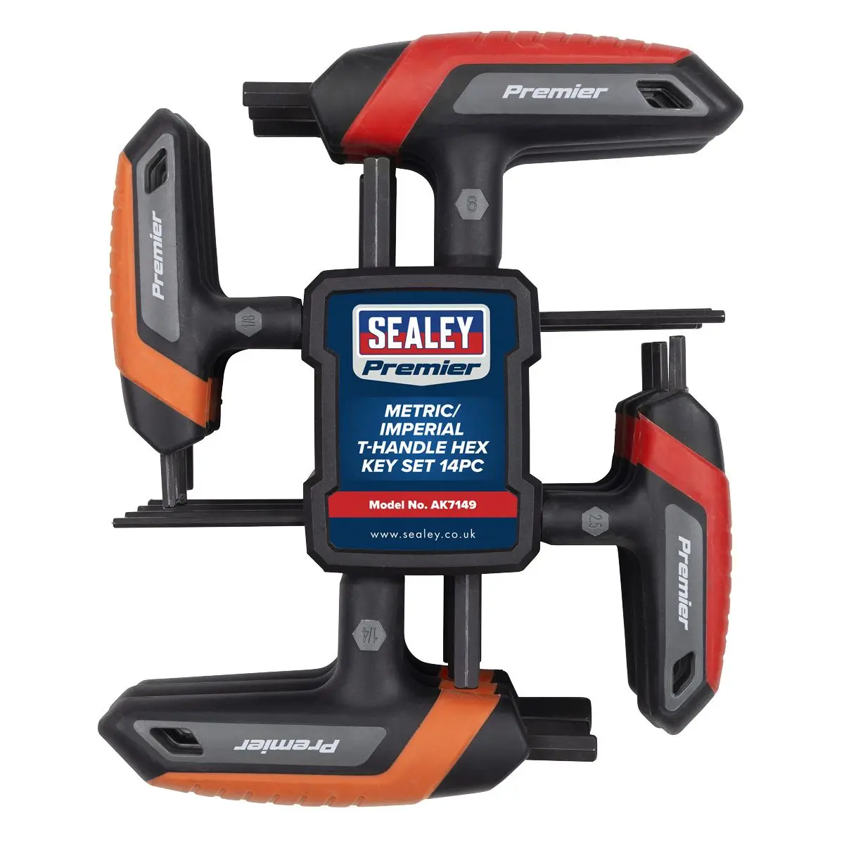 Sealey Premier Metric/Imperial T-Handle Hex Key Set 14pc - Image 3