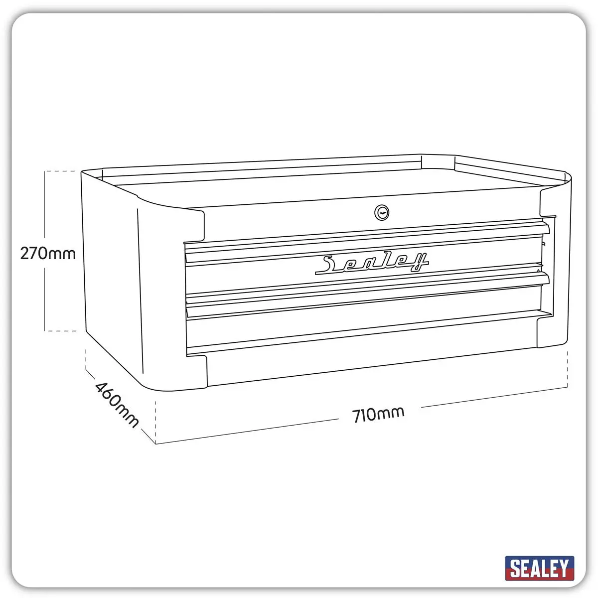 Sealey Premier Mid-Box Tool Chest 2 Drawer Retro Style - Black with Red Anodised Drawer Pulls - Image 2