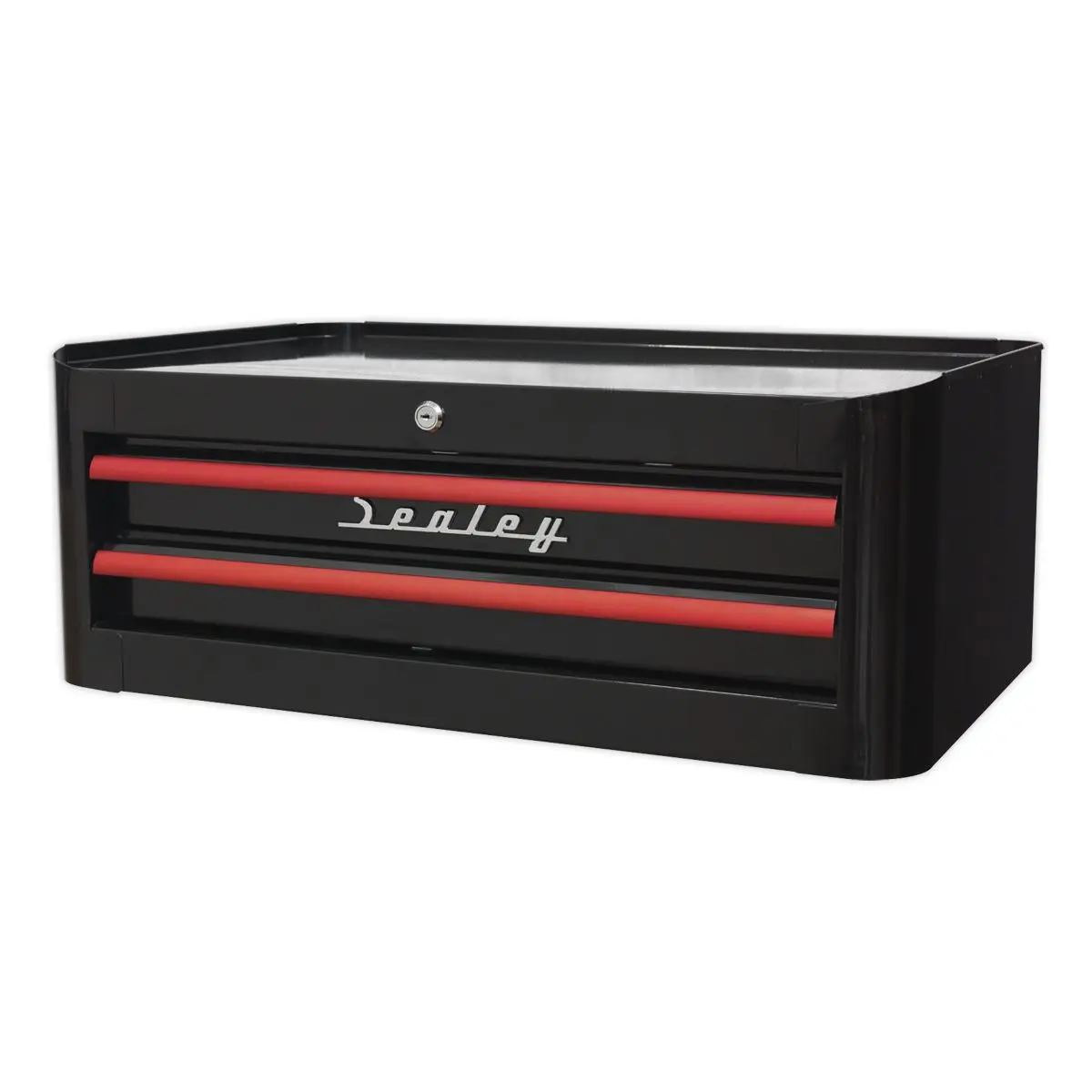 Sealey Premier Mid-Box Tool Chest 2 Drawer Retro Style - Black with Red Anodised Drawer Pulls - Image 4