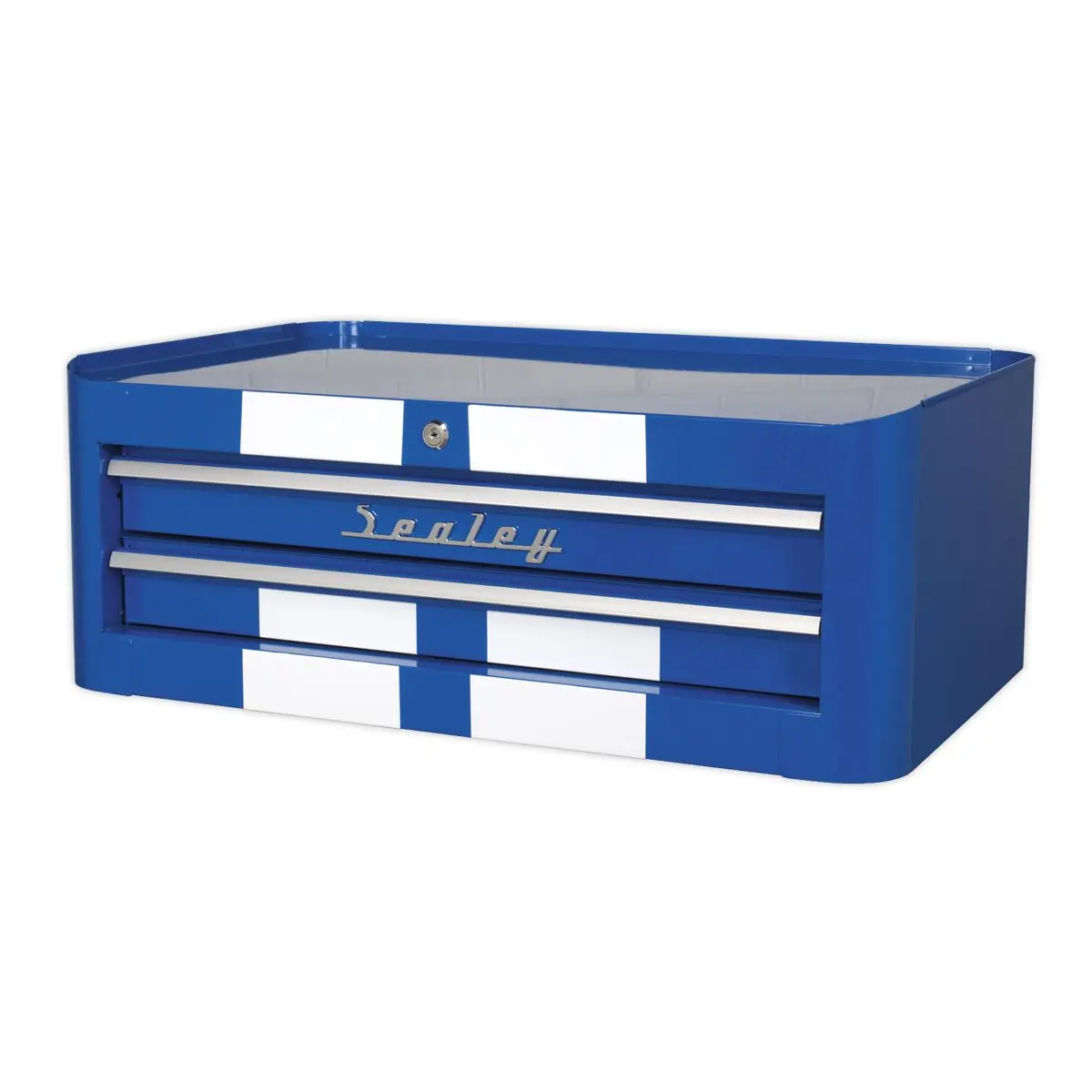 Sealey Premier Mid-Box Tool Chest 2 Drawer Retro Style - Blue with White Stripes - Image 4