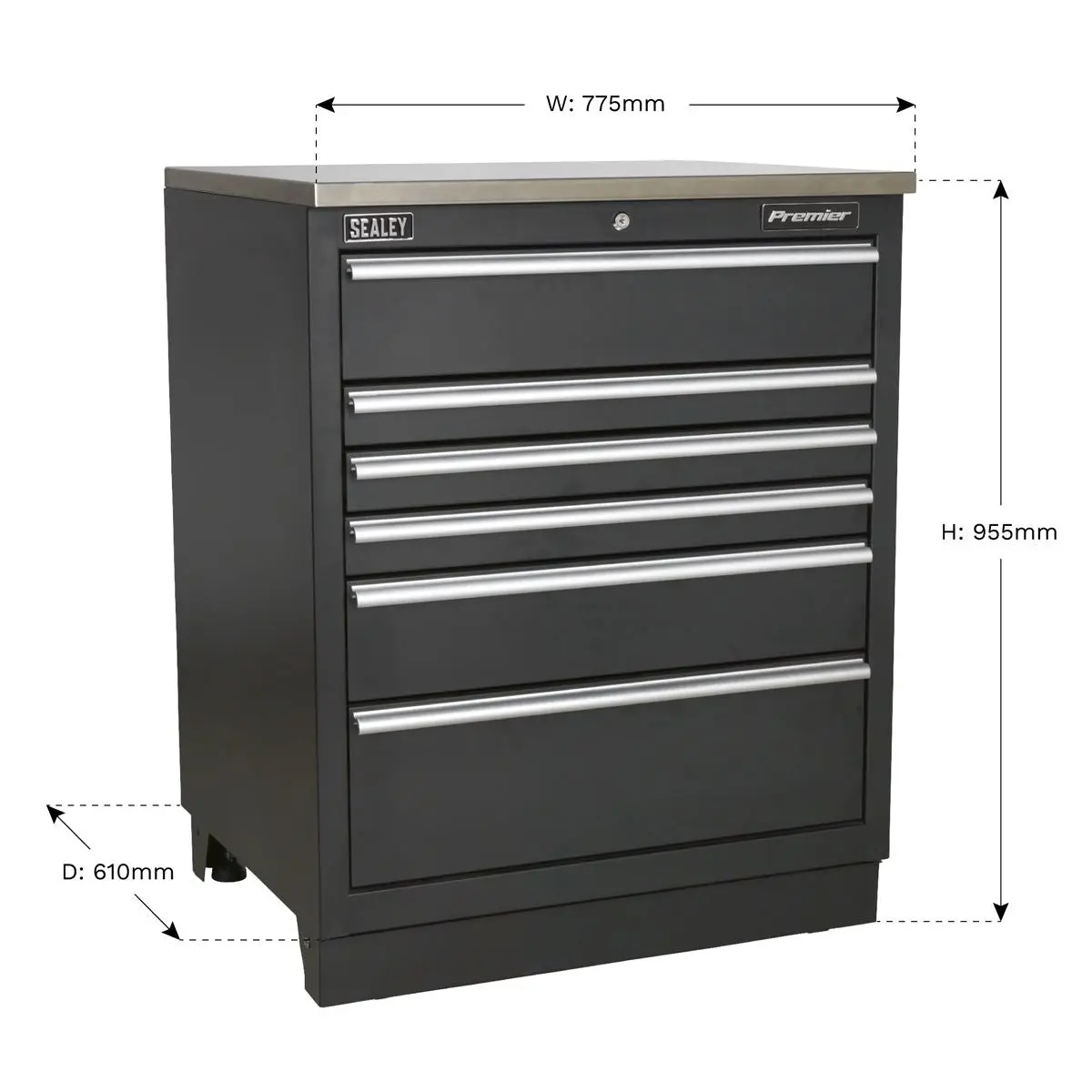 Sealey Premier Modular Floor Cabinet 6 Drawer 775mm Heavy-Duty - Image 3
