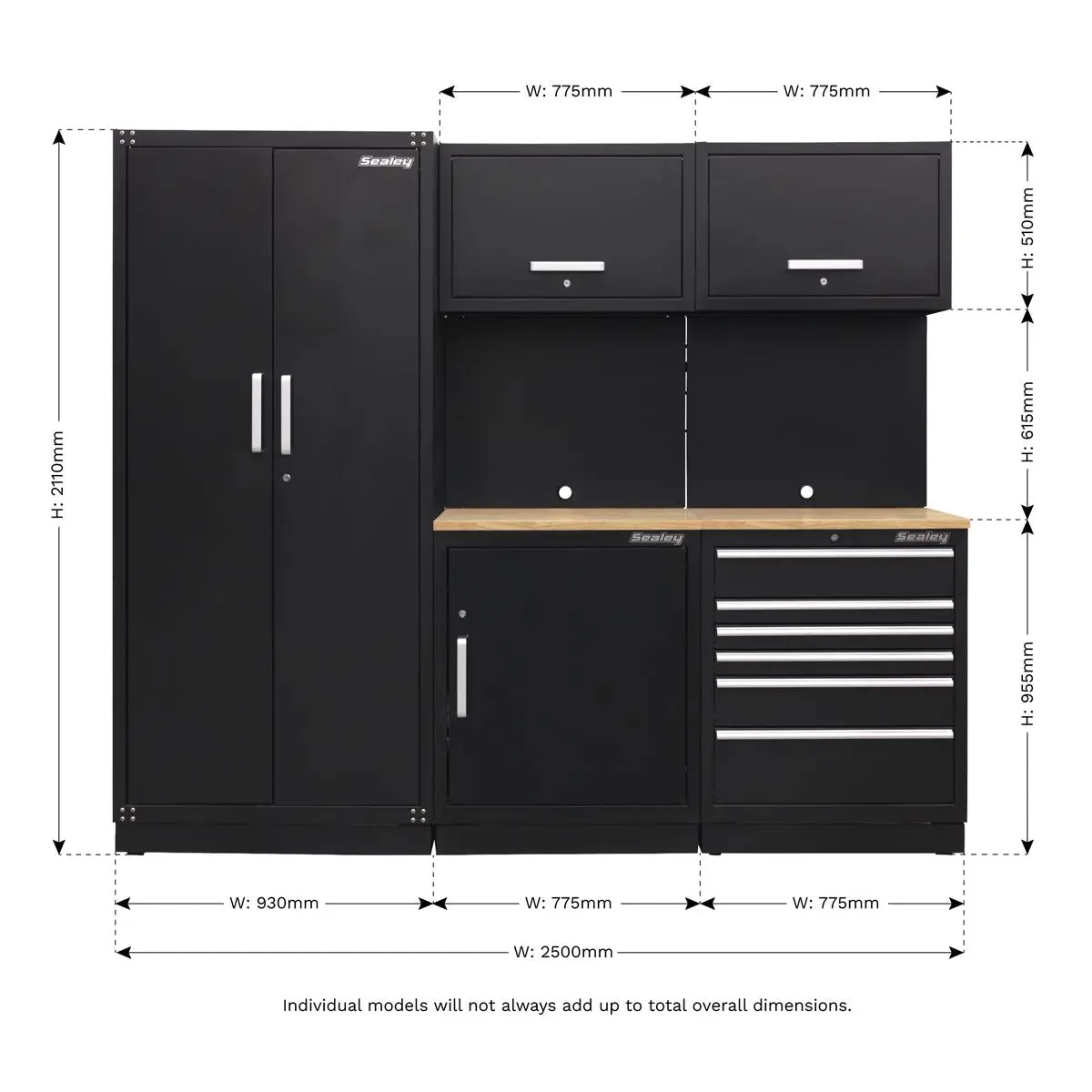 Sealey Premier Premier 2.5m Storage System - Oak Worktop - Image 9