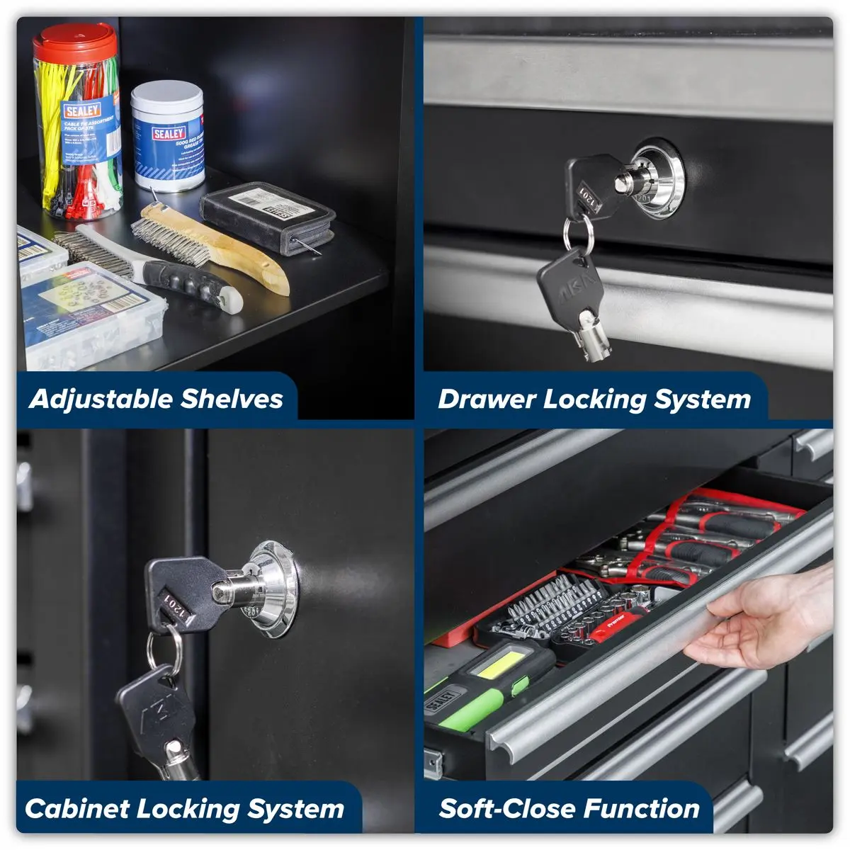Sealey Premier Premier 1.7m Corner Storage System - Stainless Worktop - Image 16