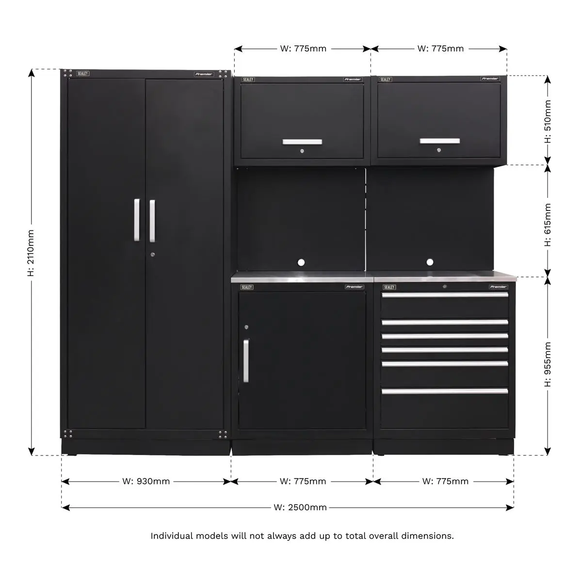 Sealey Premier Premier 2.5m Storage System - Stainless Worktop - Image 9