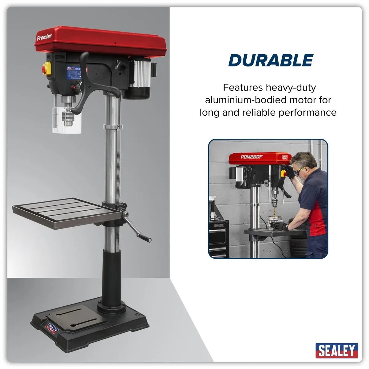 Sealey Premier Floor Standing Pillar Drill 12-Speed 1100W/230V - Image 6