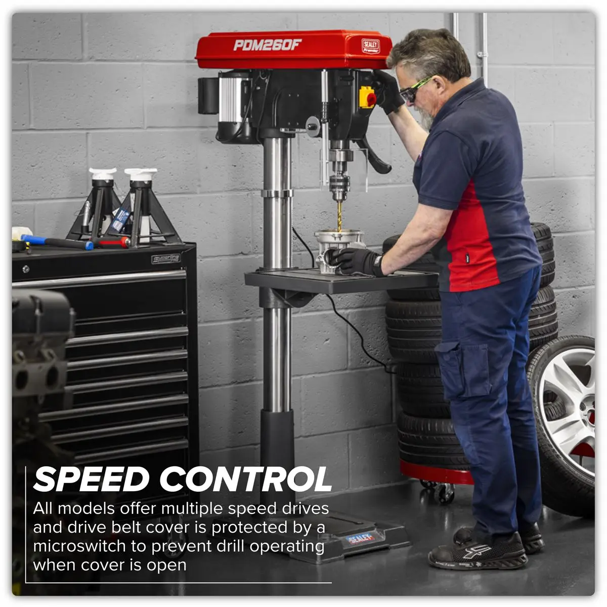 Sealey Premier Floor Standing Pillar Drill 12-Speed 1100W/230V - Image 8