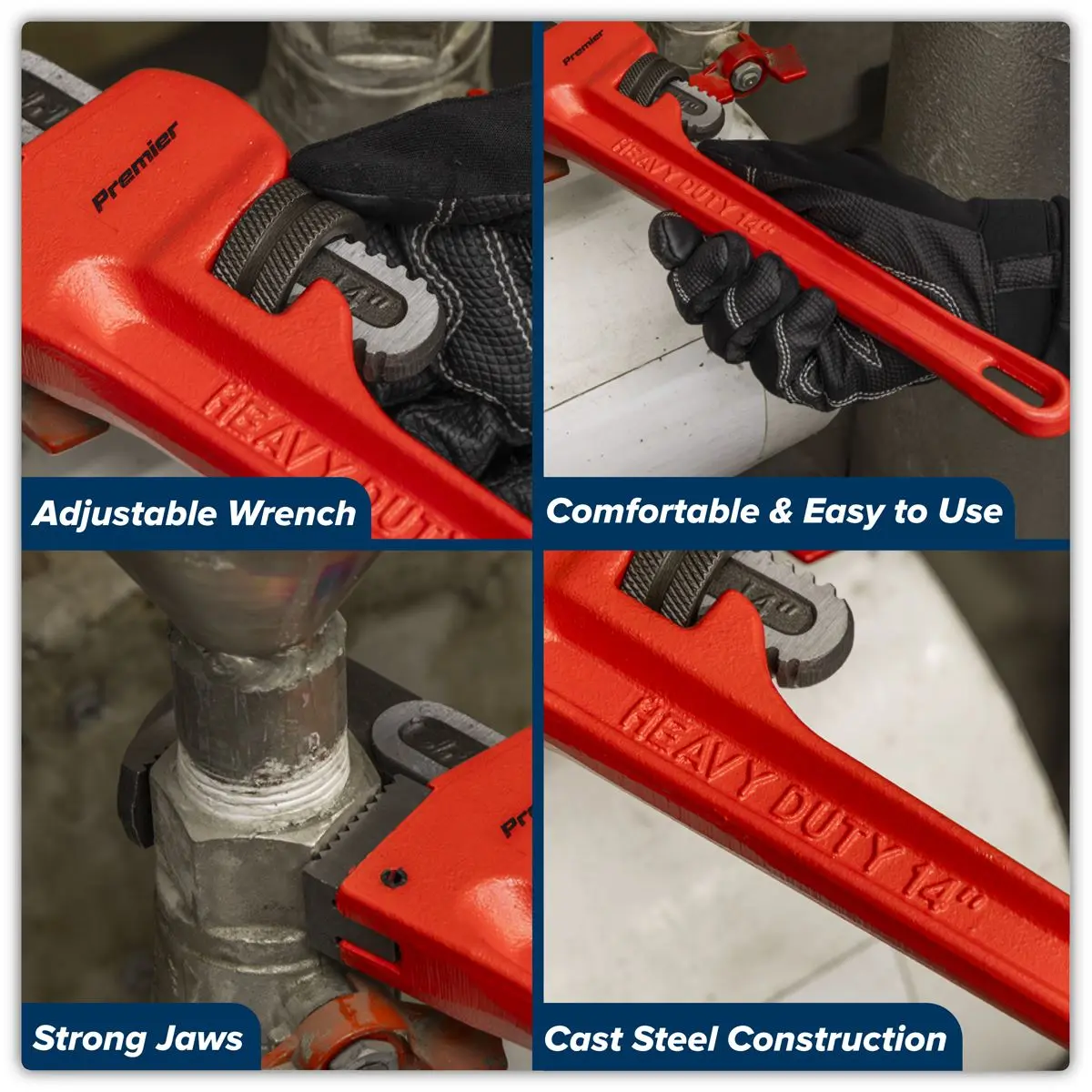 Sealey Premier Cast Steel Pipe Wrench European Pattern 350mm - Image 3