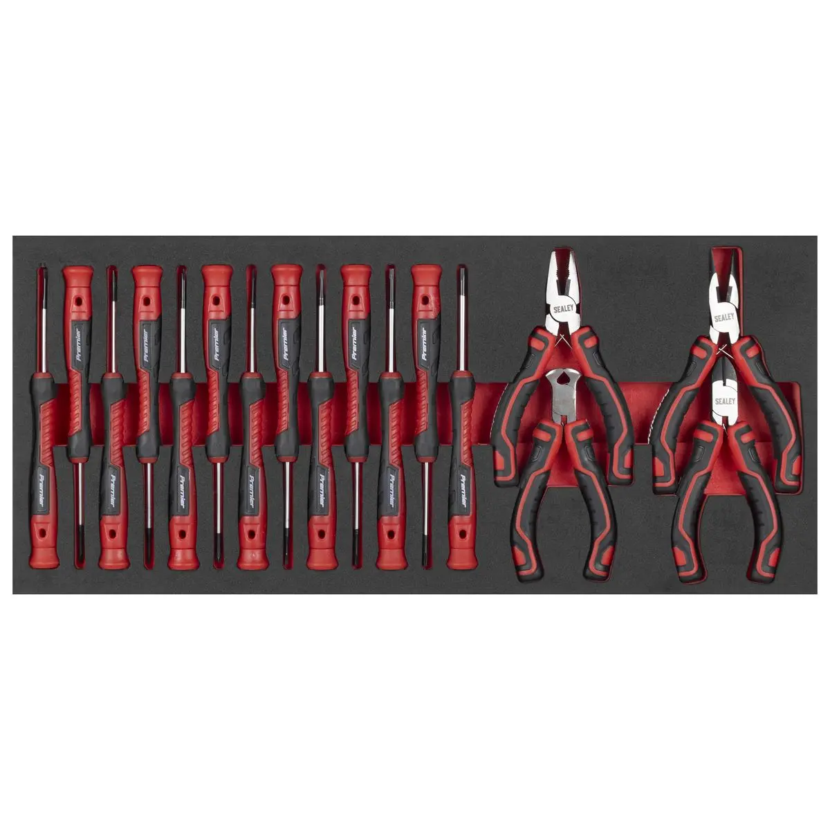 Sealey Premier Precision Screwdriver & Mini Pliers Set with Tool Tray 17pc