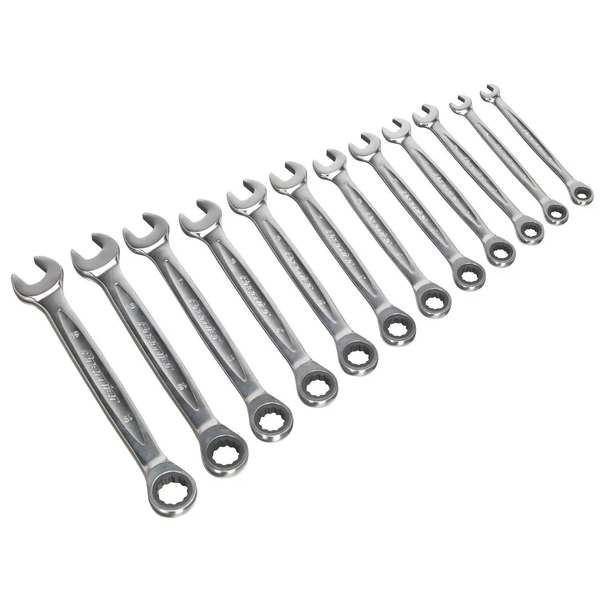 Sealey Premier Platinum Ratchet Combination Spanner Set 12pc - Metric - Premier Platinum