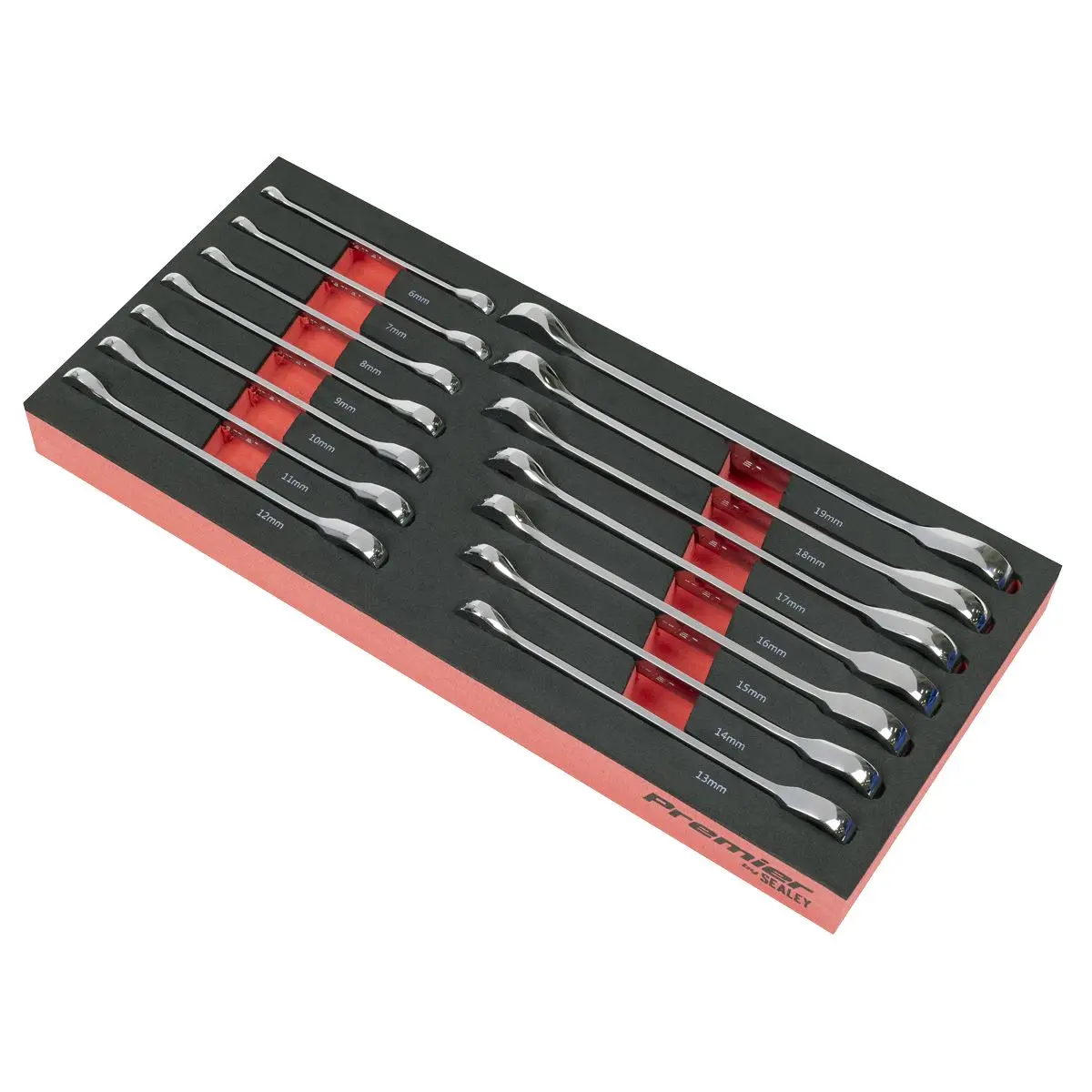 Sealey Premier Ratchet Spanner Set with Tool Tray 14pc - Image 2