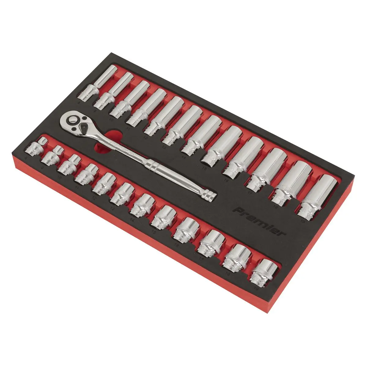 Sealey Premier Ratchet Wrench & Socket Set 25pc 3/8"Sq Drive - Image 3