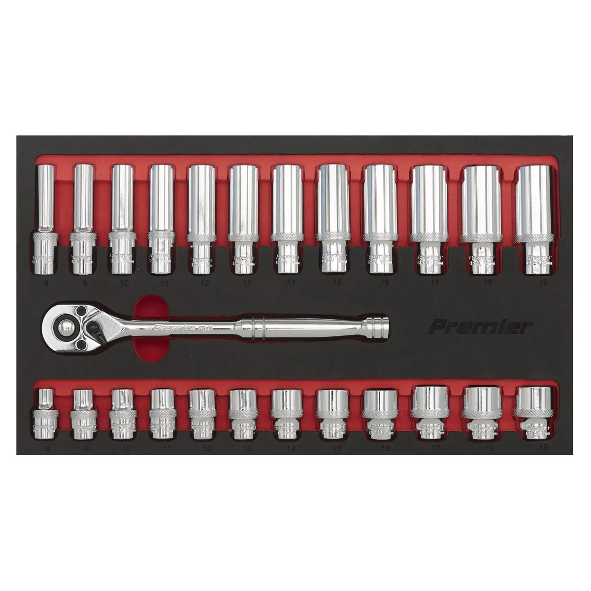 Sealey Premier Ratchet Wrench & Socket Set 25pc 3/8"Sq Drive - Image 4