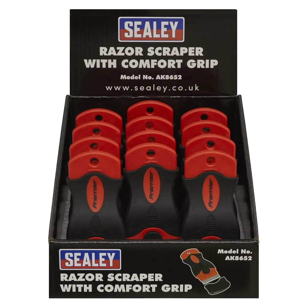 Sealey Premier Razor Scraper with Comfort Grip Display Box of 12 - Image 9