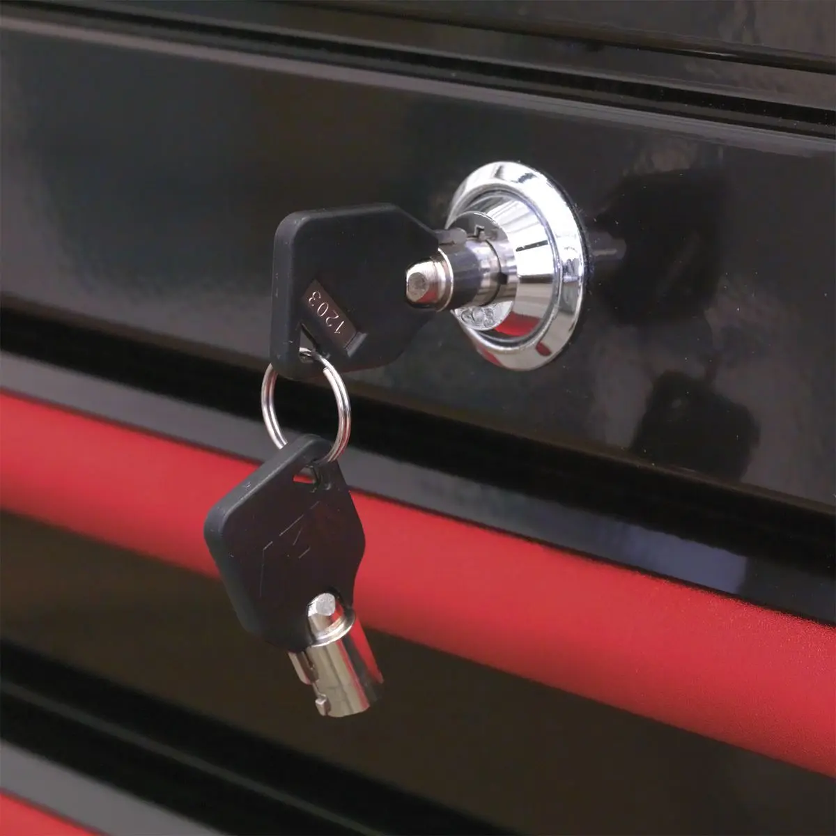 Sealey Premier Retro Style Wide Topchest & Rollcab Combination 10 Drawer-Black with Red Anodised Drawer Pulls - Image 5