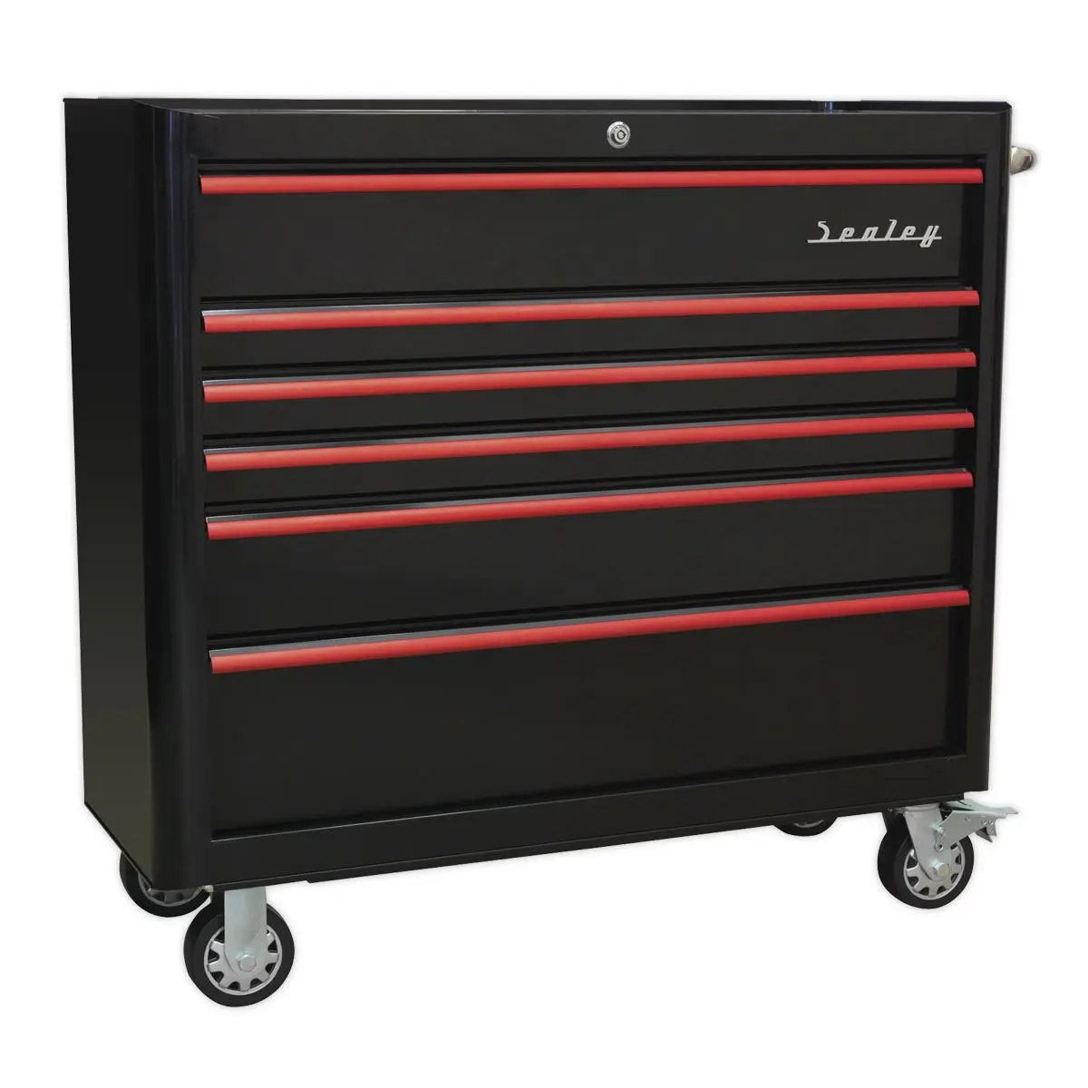 Sealey Premier Retro Style Wide Topchest & Rollcab Combination 10 Drawer-Black with Red Anodised Drawer Pulls - Image 9