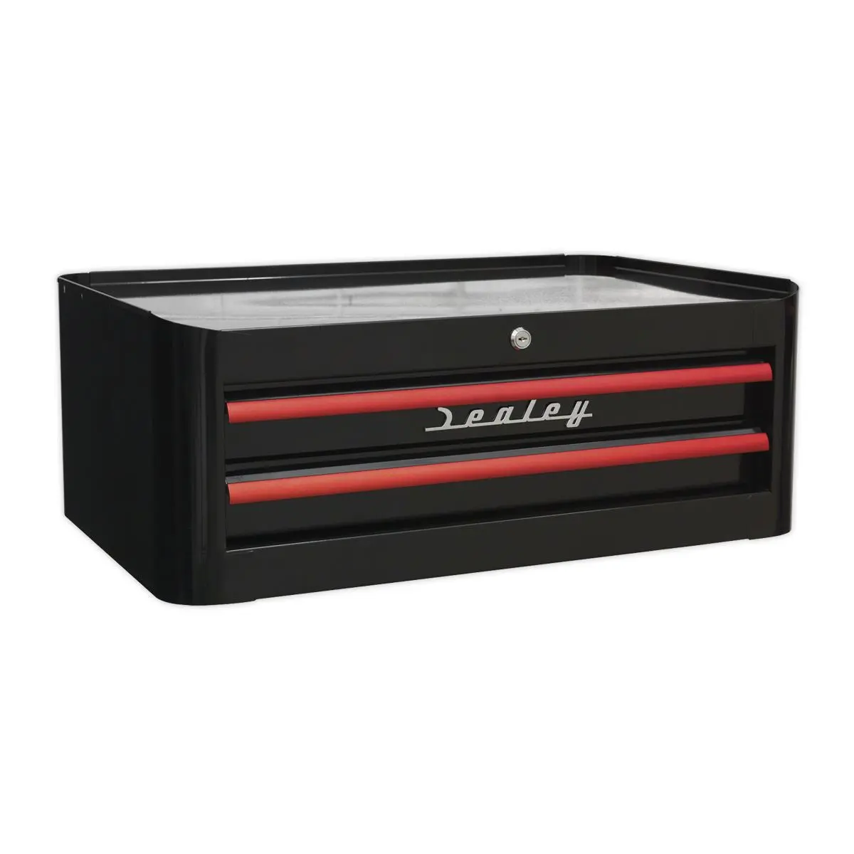 Sealey Premier Retro Style Topchest, Mid-Box Tool Chest & Rollcab Combination 10 Drawer - Black with Red Anodised Drawer Pulls - Image 3