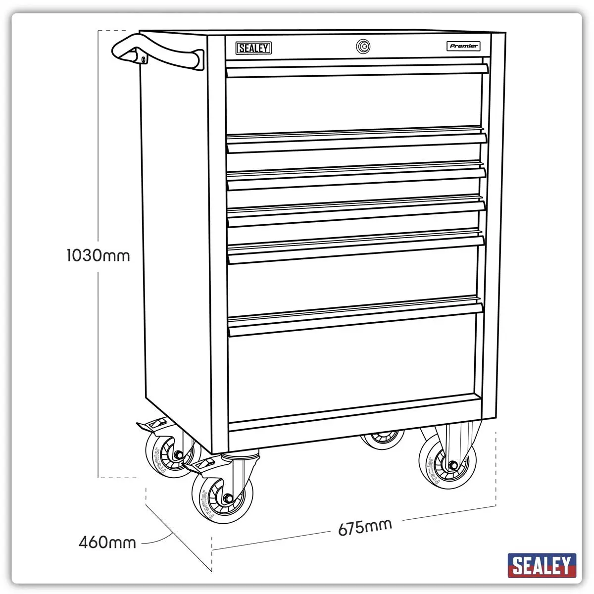 Sealey Premier Rollcab 6 Drawer 675mm Stainless Steel Heavy-Duty - Image 6