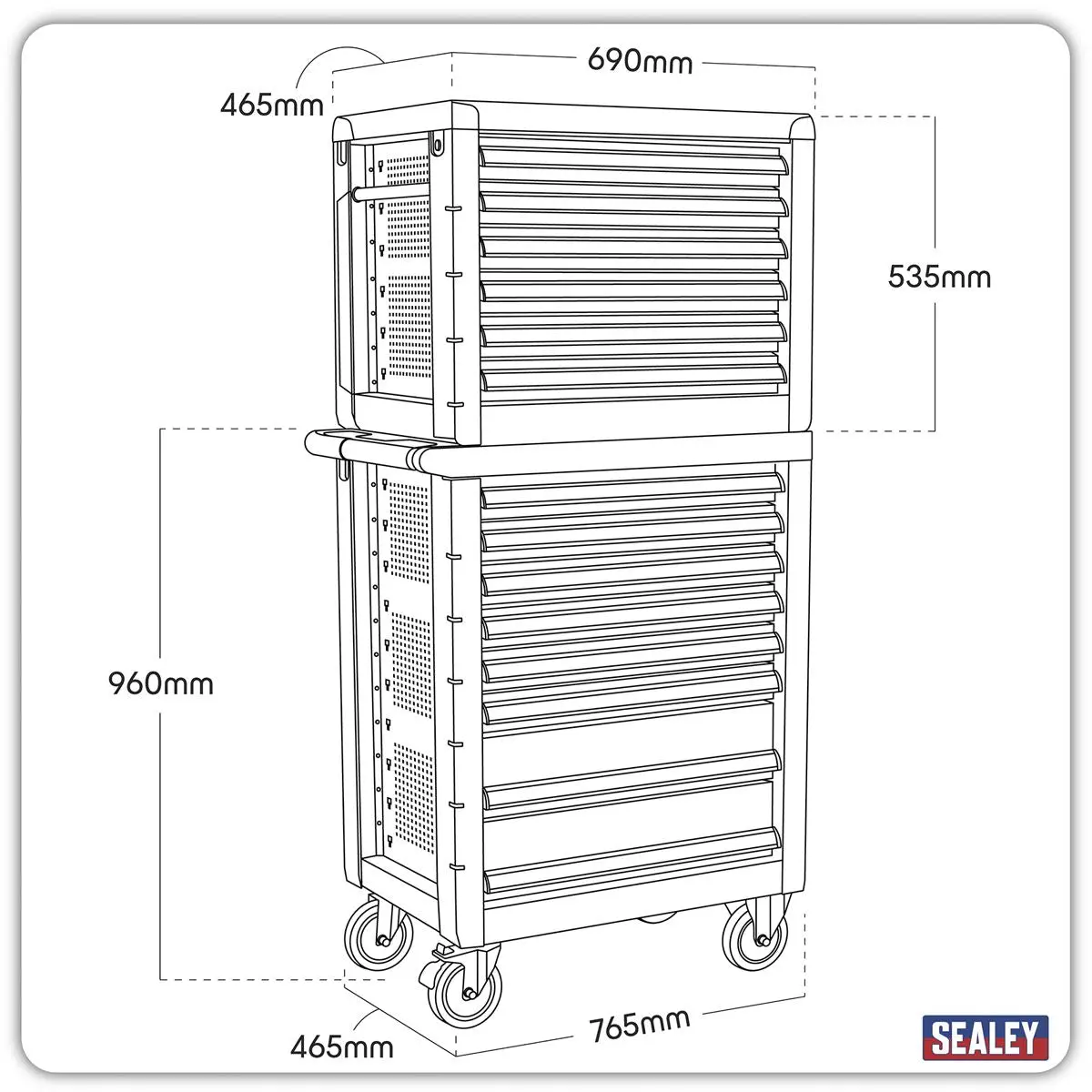 Sealey Premier Rollcab 8 Drawer with Ball-Bearing Slides - Image 2