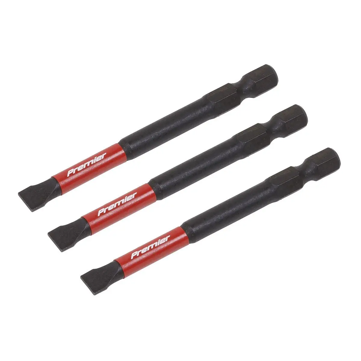 Sealey Premier Slotted 6.5mm Impact Power Tool Bits 75mm - 3pc - Image 2