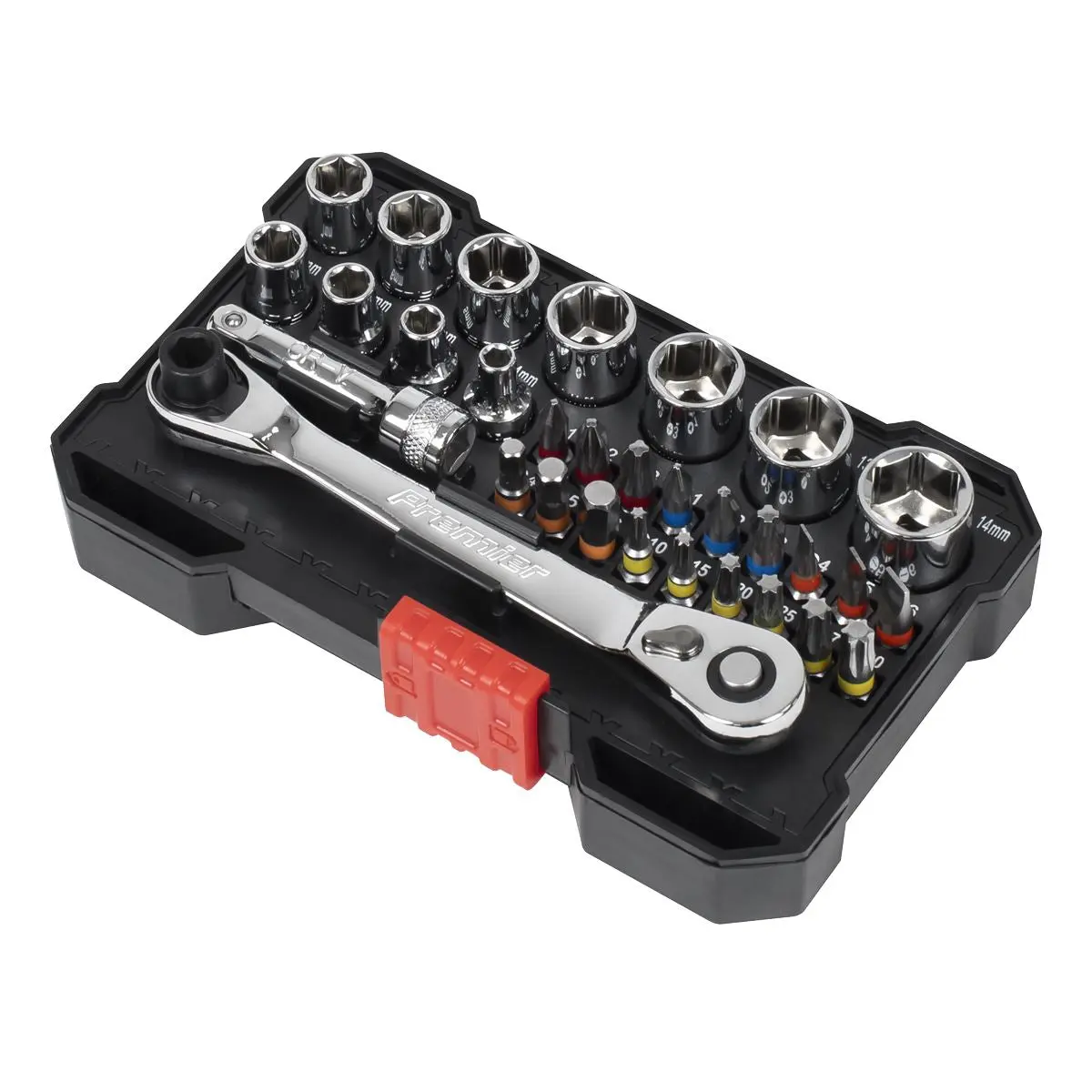 Sealey Premier Socket & Bit Set 1/4"Sq Drive Colour-Coded 31pc - Image 2