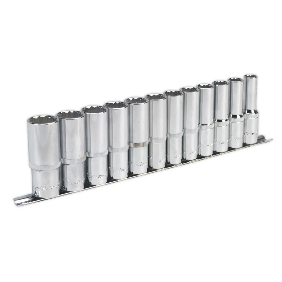 Sealey Premier Socket Set 12pc 1/2"Sq Drive 12pt Deep WallDrive® Metric