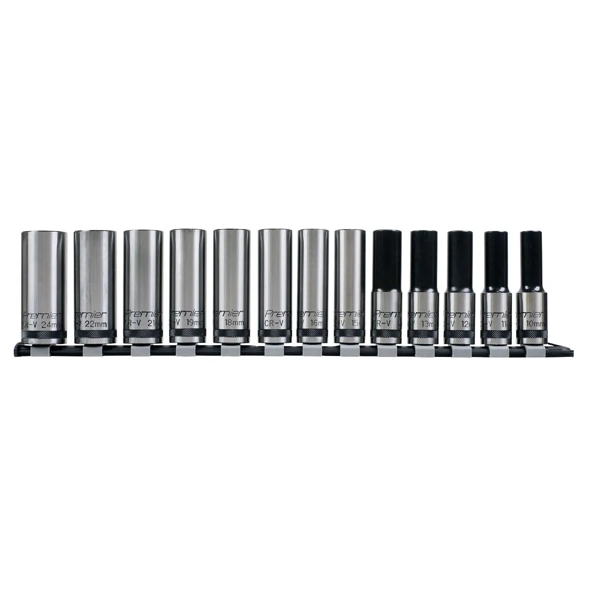 Sealey Premier Black Socket Set 13pc 1/2"Sq Drive Deep Lock-On™ 6pt Metric - Premier Black - Image 2