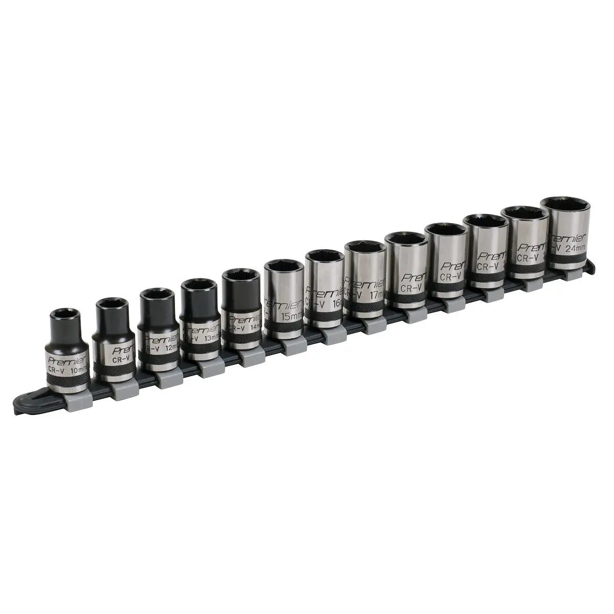 Sealey Premier Socket Set 13pc 1/2"Sq Drive Lock-On™ 6pt Metric - Black Series