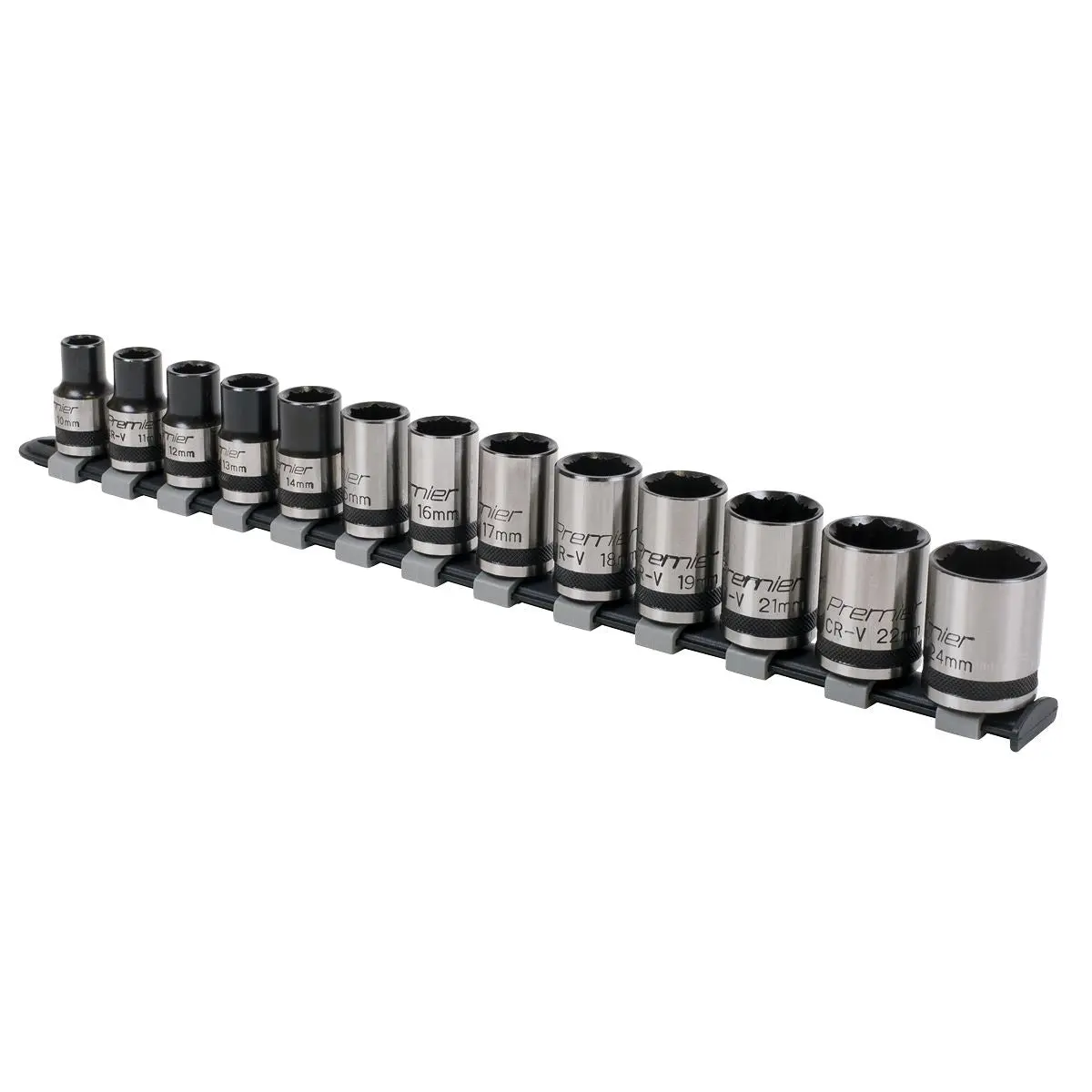 Sealey Premier Socket Set 13pc 1/2"Sq Drive Lock-On™ 6pt Metric - Black Series - Image 3