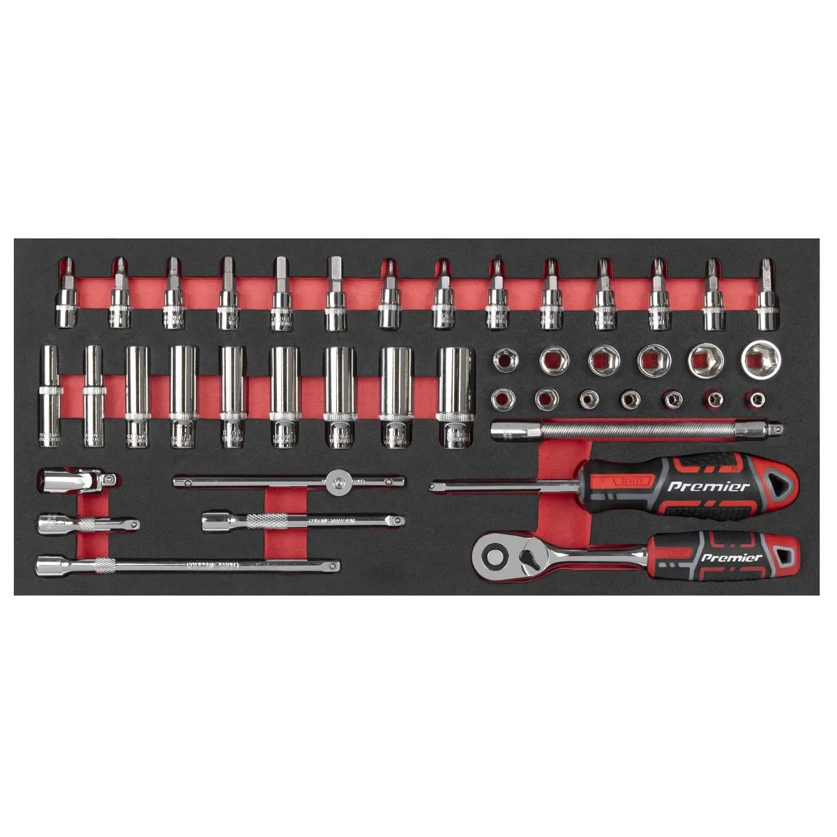 Sealey Premier Socket Set with Tool Tray 1/4"Sq Drive 44pc