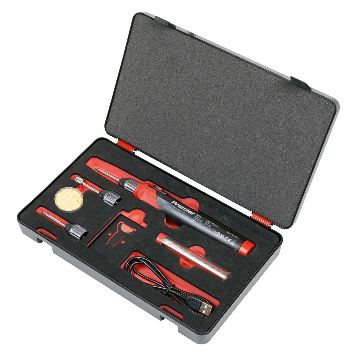 Sealey Premier Soldering Iron Kit Rechargeable Lithium-ion 30W - Image 2