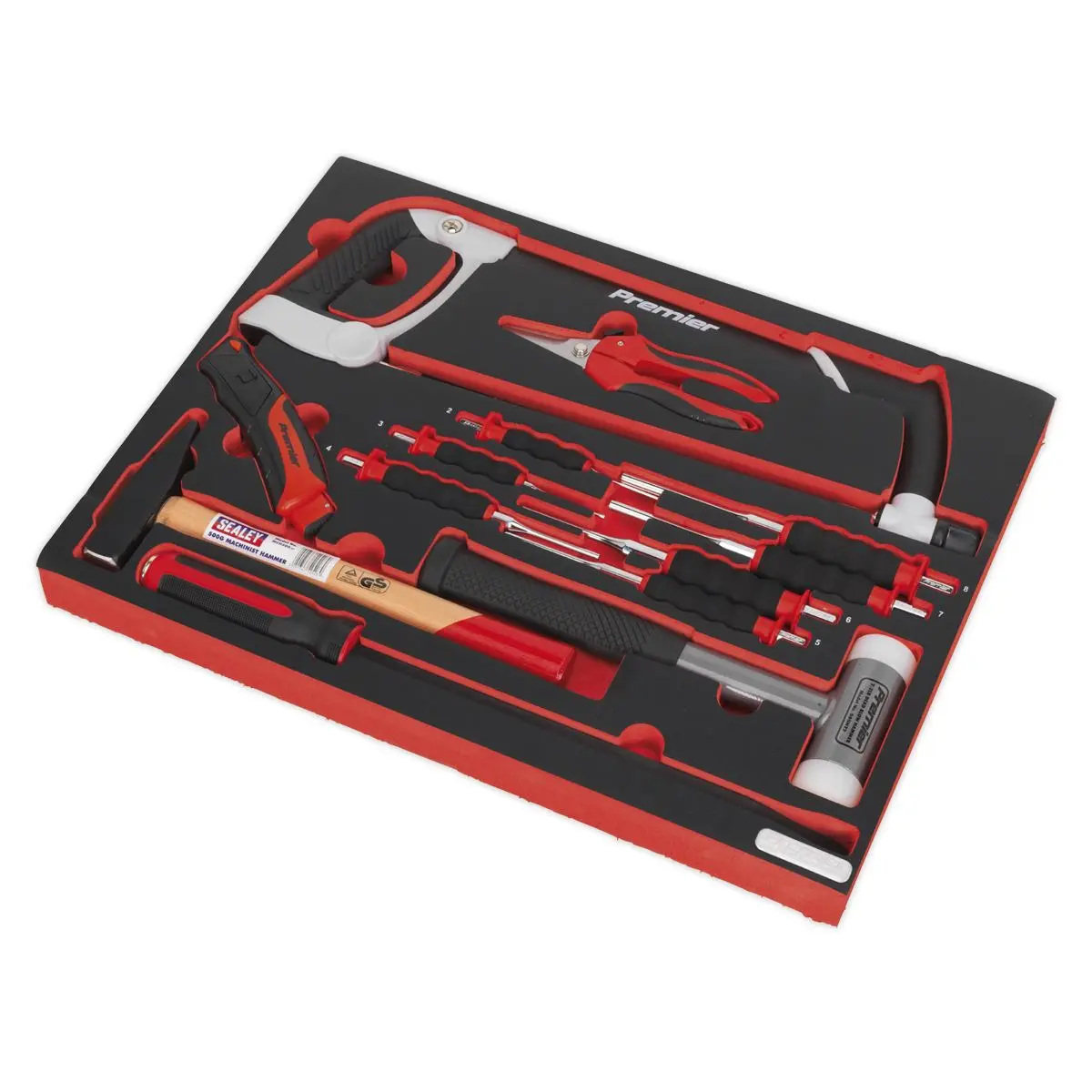 Sealey Premier Platinum Tool Tray with Hacksaw, Hammers & Punches 13pc - Image 2