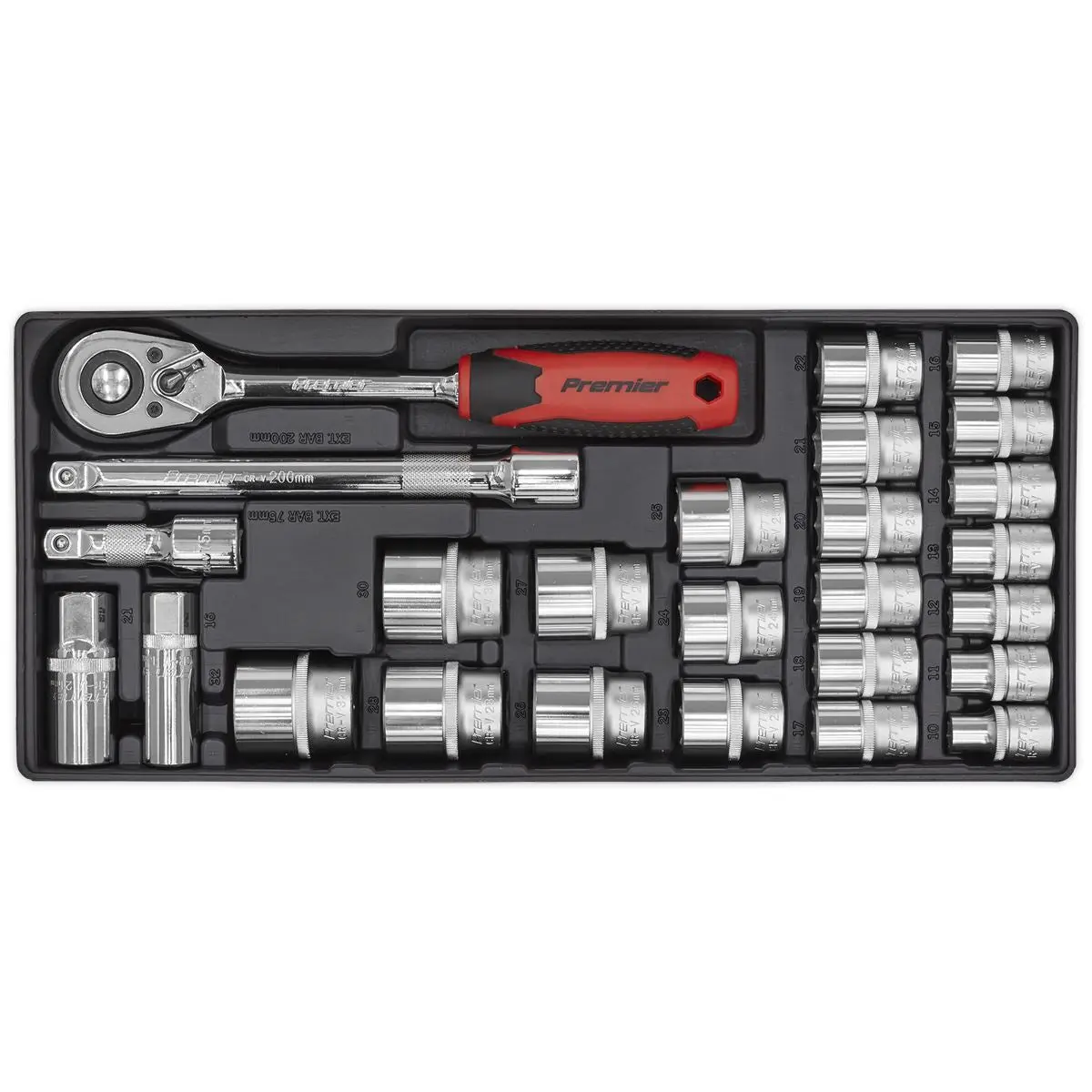 Sealey Premier Tool Tray with Socket Set 26pc 1/2"Sq Drive
