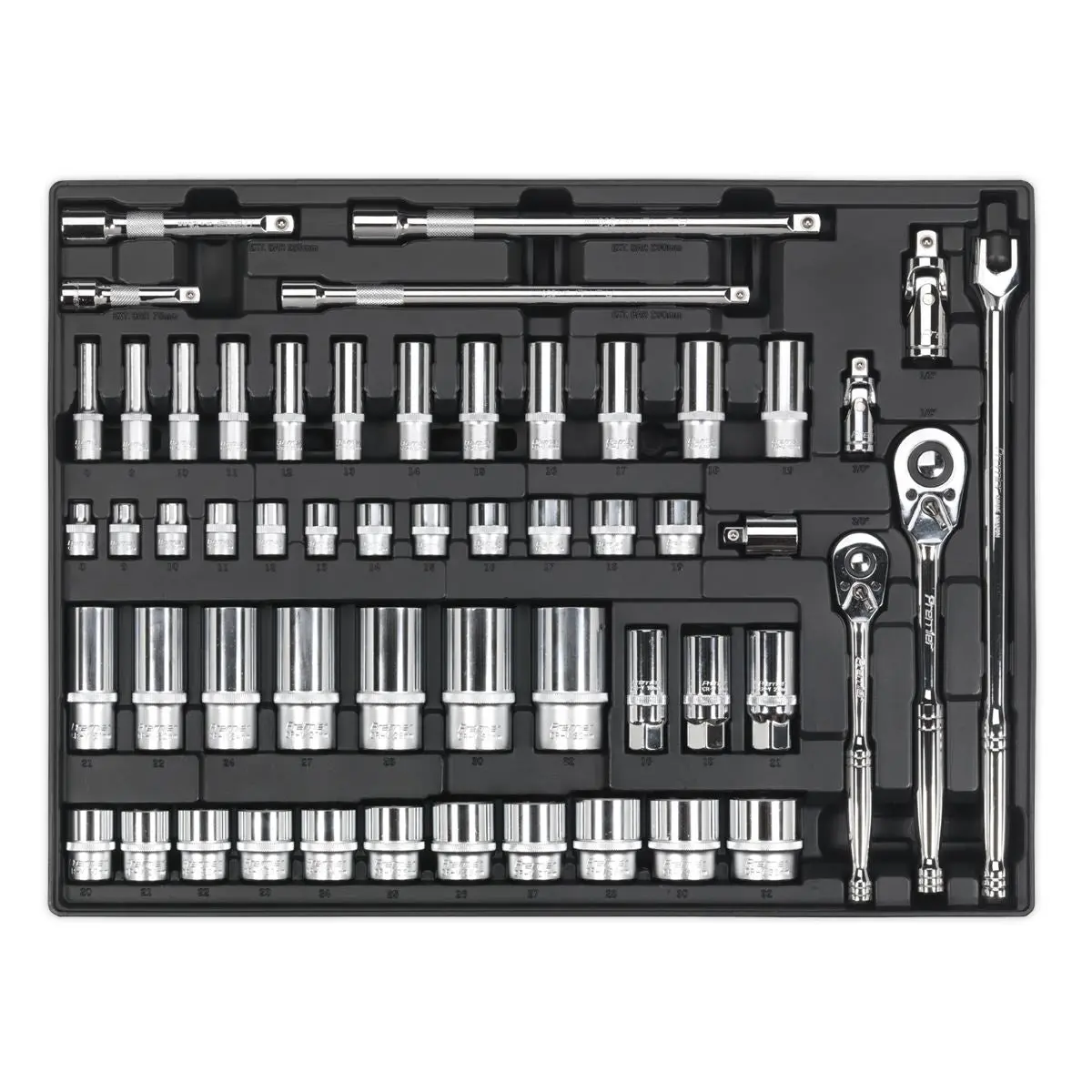 Sealey Premier Tool Tray with Socket Set 55pc 3/8" & 1/2"Sq Drive