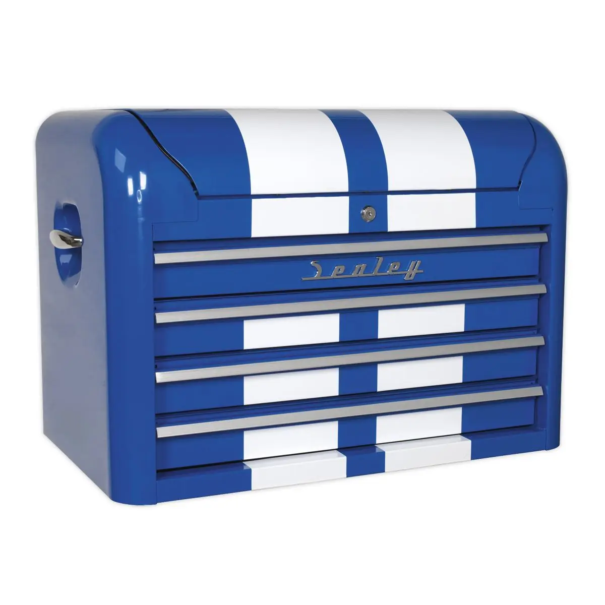 Sealey Premier Topchest 4 Drawer Retro Style - Blue with White Stripes - Image 6