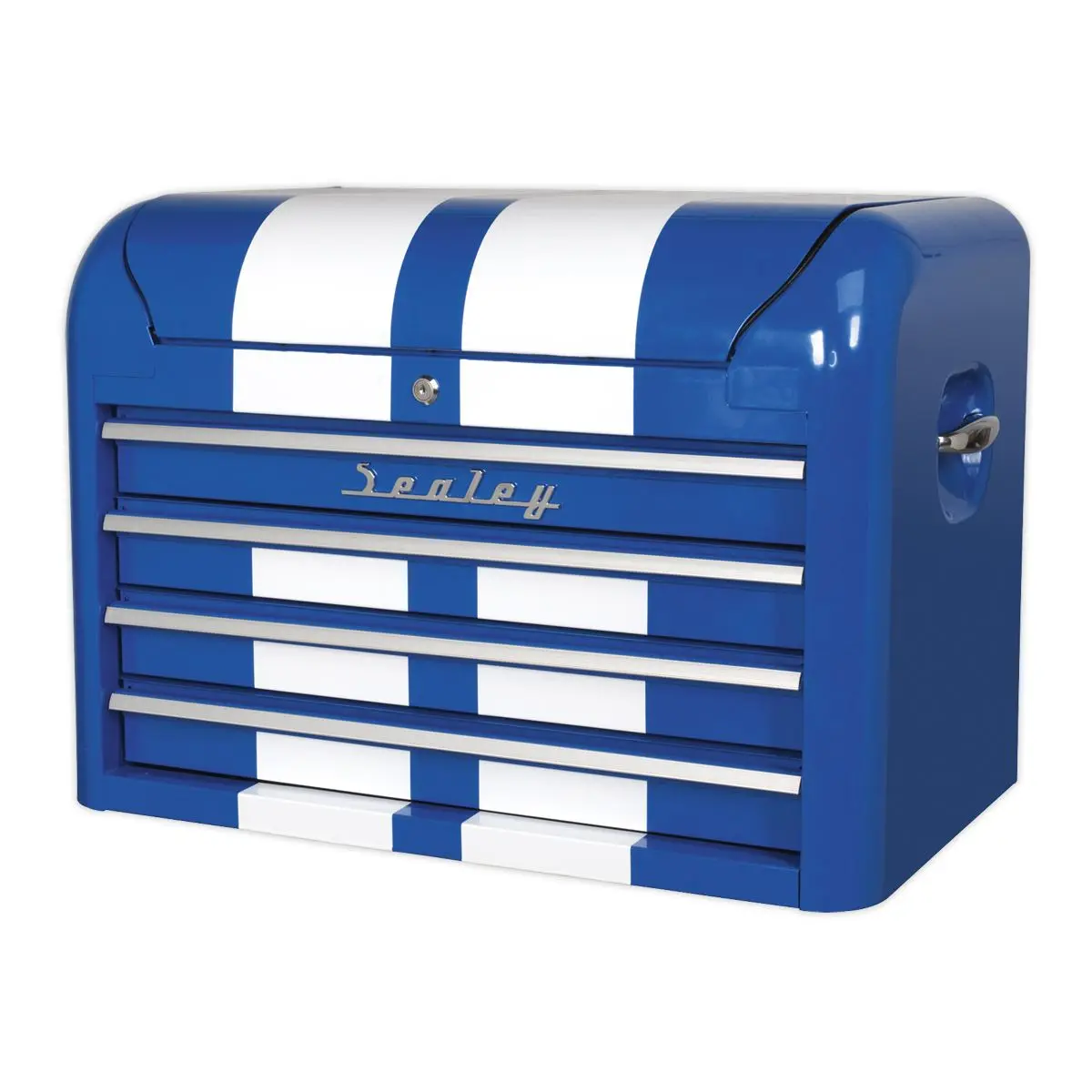 Sealey Premier Topchest 4 Drawer Retro Style - Blue with White Stripes - Image 7