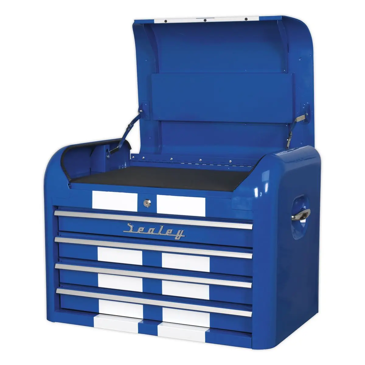 Sealey Premier Topchest 4 Drawer Retro Style - Blue with White Stripes - Image 9