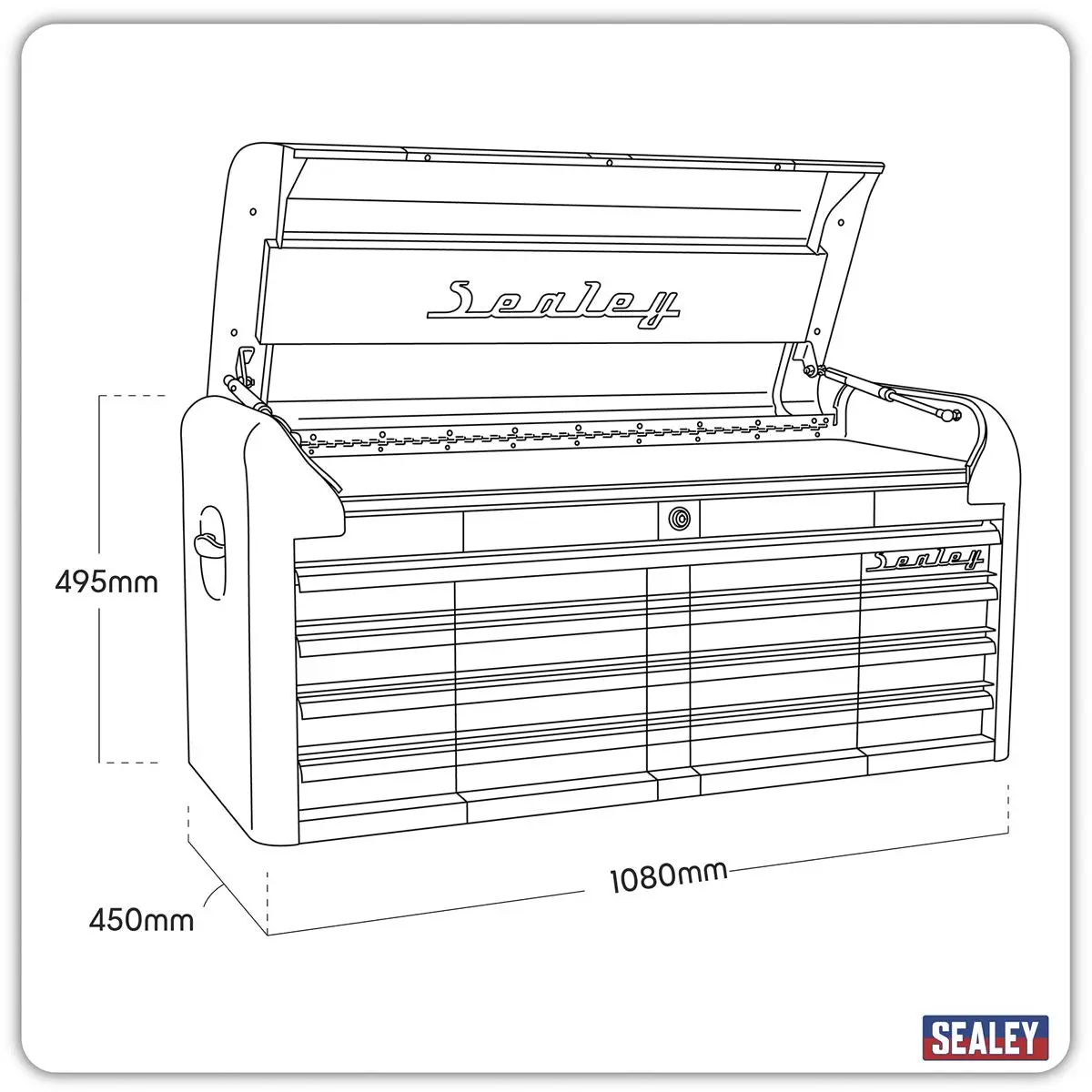 Sealey Premier Topchest 4 Drawer Wide Retro Style - Blue with White Stripes - Image 2