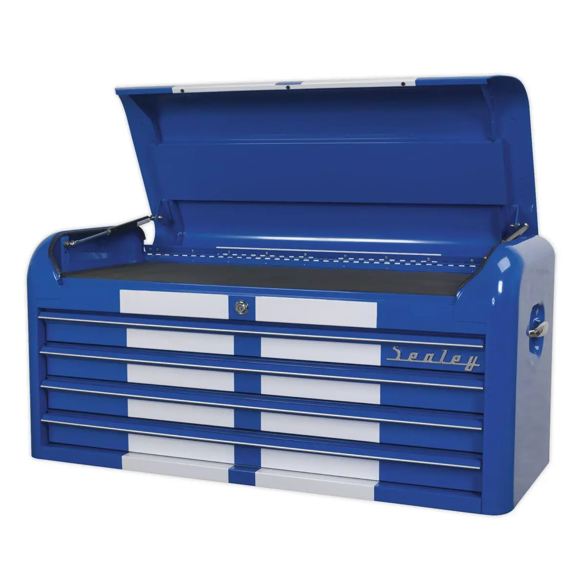 Sealey Premier Topchest 4 Drawer Wide Retro Style - Blue with White Stripes - Image 5