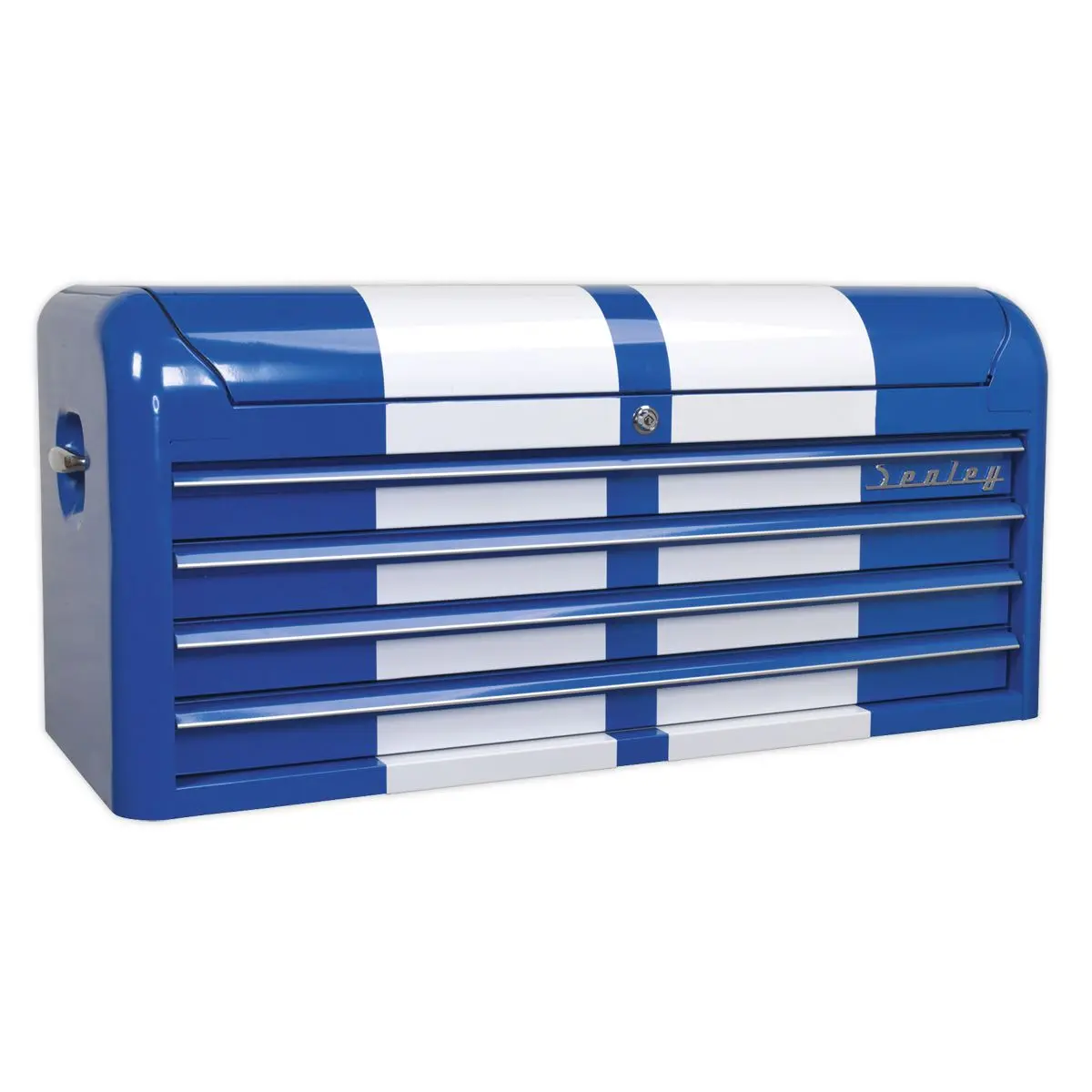 Sealey Premier Topchest 4 Drawer Wide Retro Style - Blue with White Stripes - Image 6