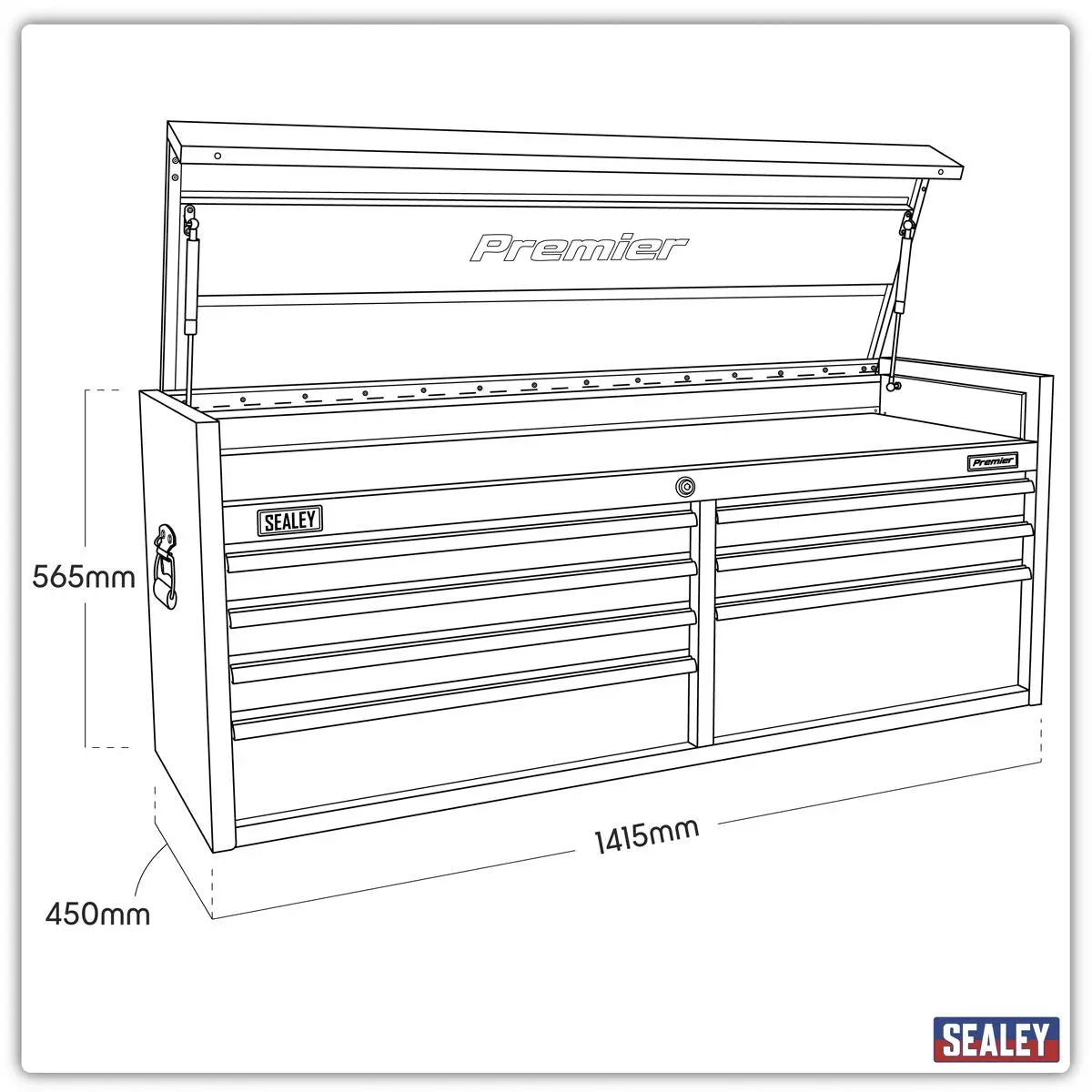 Sealey Premier Topchest 7 Drawer 1415mm Extra-Wide Heavy-Duty Black - Image 12