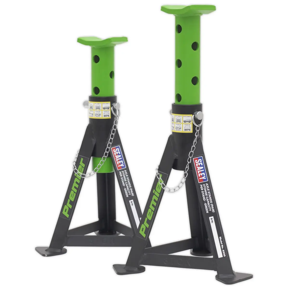 Sealey Premier Premier Trolley Jack 3 Tonne & Axle Stands (Pair) 3 Tonne per Stand Combo - Image 4
