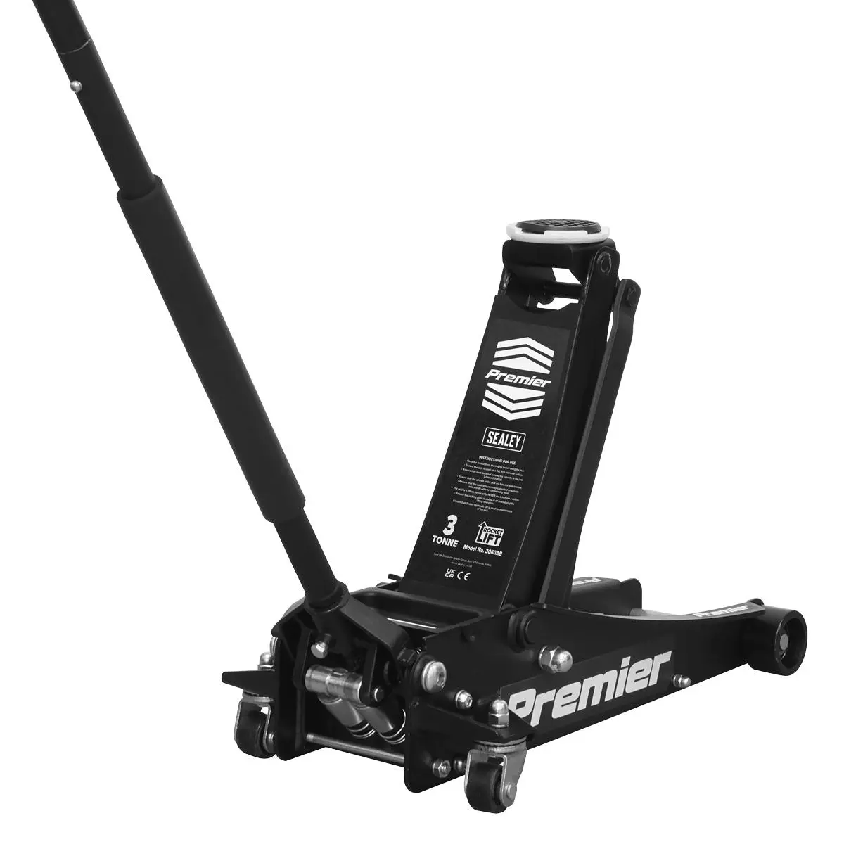 Sealey Premier Premier Low Profile Trolley Jack with Rocket Lift 3 Tonne - Black