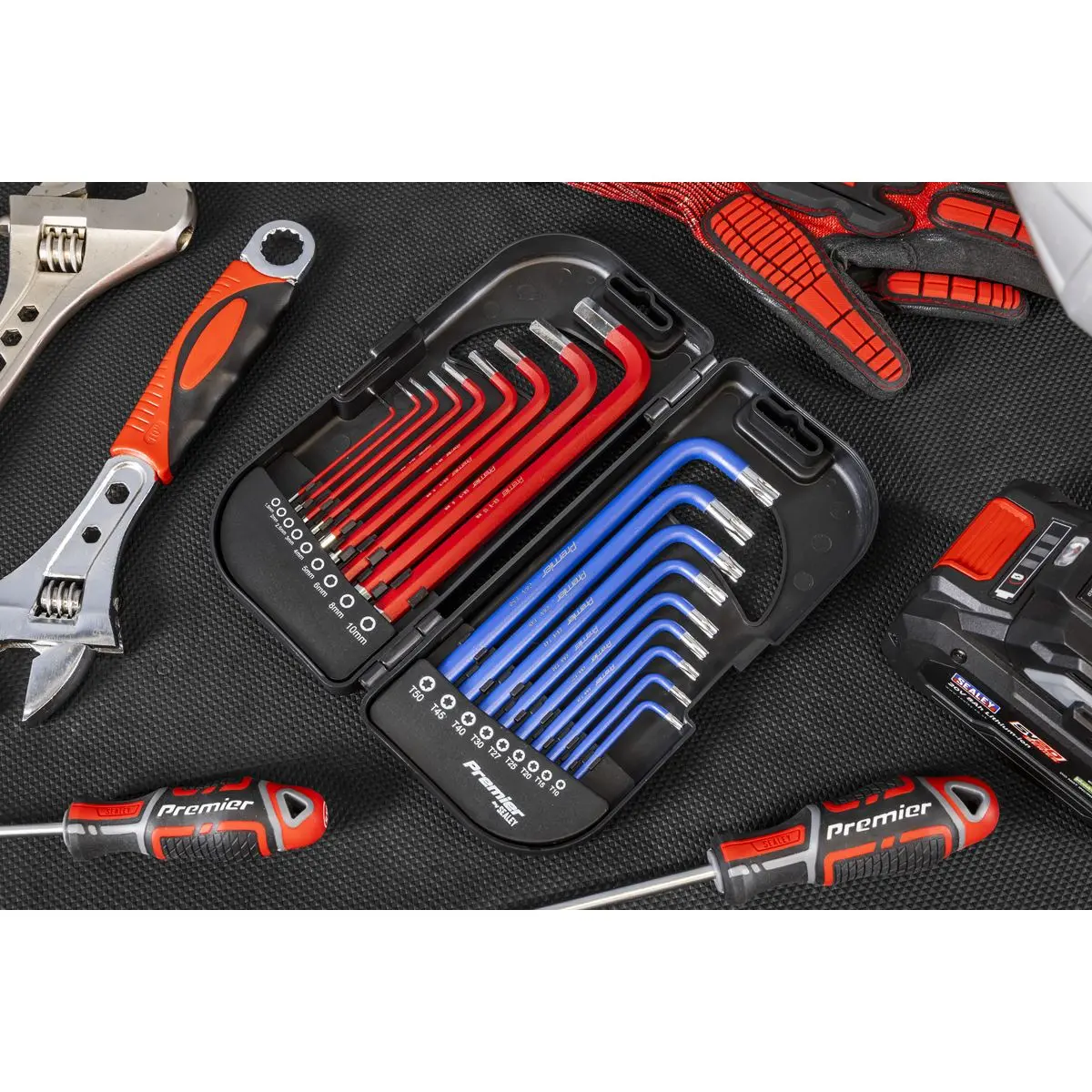 Sealey Premier Long Anti-Slip TRX-Star* & Ball-End Hex Key Set 18pc - Image 11