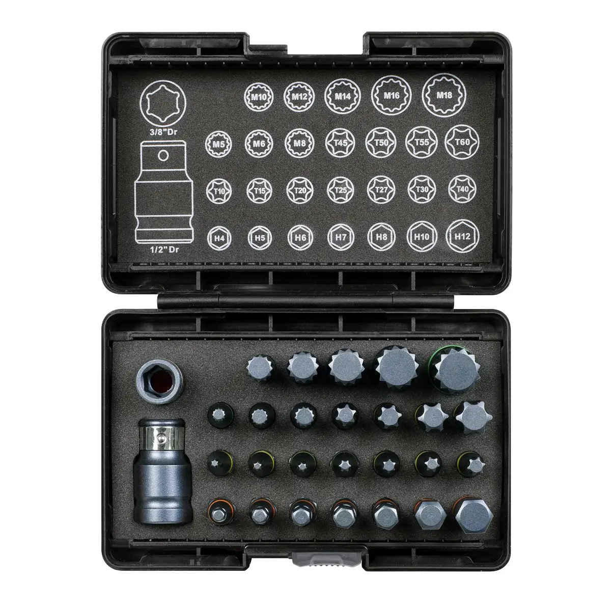 Sealey Premier TRX-Star*/Hex/Spline Bit Set Impact 28pc 3/8" & 1/2"Sq Drive - Image 10