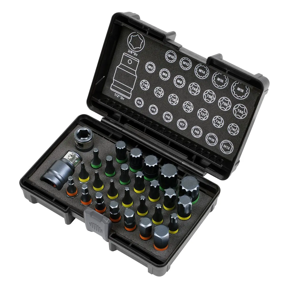 Sealey Premier TRX-Star*/Hex/Spline Bit Set Impact 28pc 3/8" & 1/2"Sq Drive - Image 9