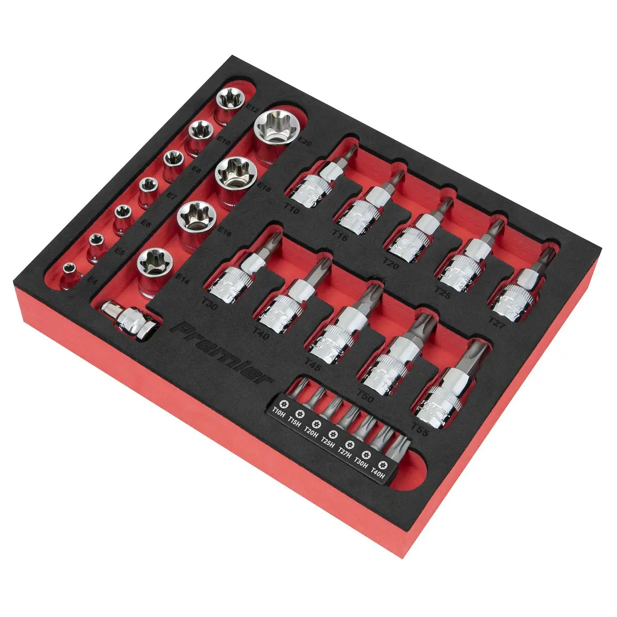 Sealey Premier TRX-Star* Socket & Security Bit Set 29pc 1/4"Sq & 3/8"Sq Drive - Image 2