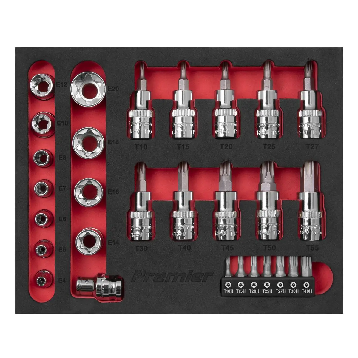 Sealey Premier TRX-Star* Socket & Security Bit Set 29pc 1/4"Sq & 3/8"Sq Drive - Image 3