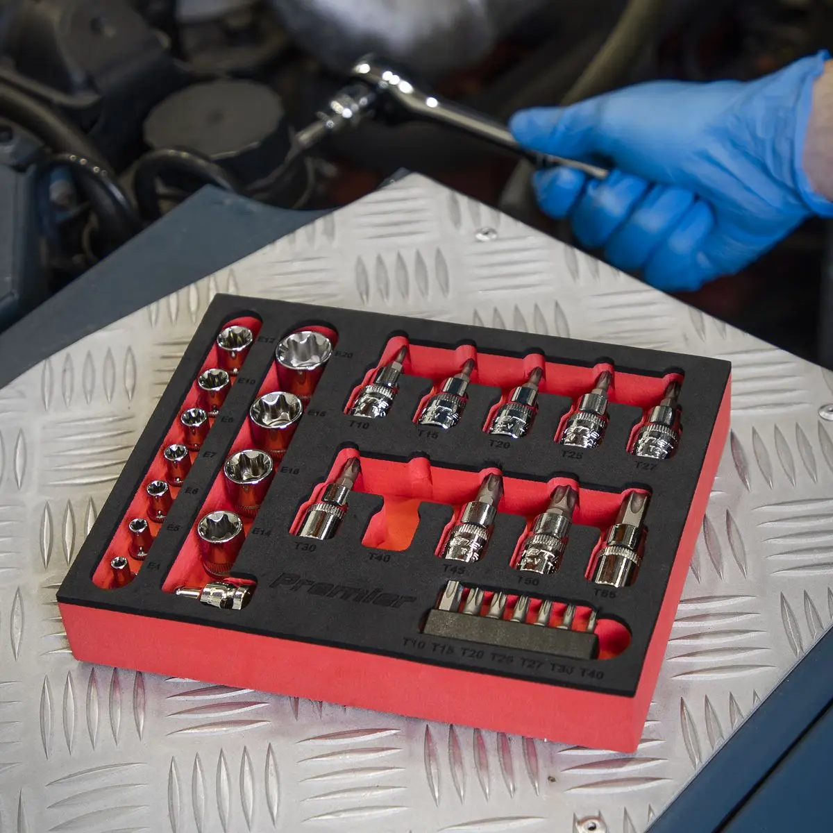 Sealey Premier TRX-Star* Socket & Security Bit Set 29pc 1/4"Sq & 3/8"Sq Drive - Image 7