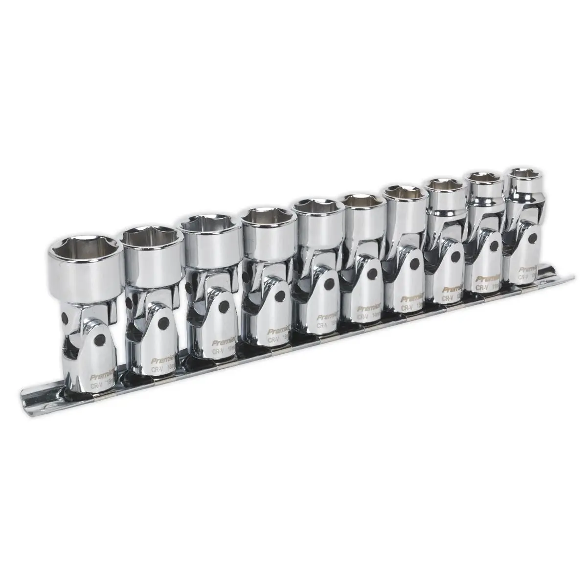 Sealey Premier Universal Joint Socket Set 10pc 3/8"Sq Drive 6pt WallDrive® Metric
